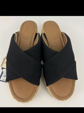 NEW Universal Thread Desi Wedge Sandal Espadrille Sz 10 Black Women's